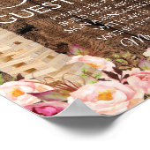 Floral Rustic Wedding Jenga Guest Book Sign Poster (Hoek)
