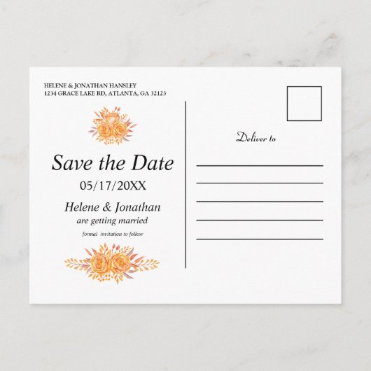 Floral Rustic Wedding Save the Date Aankondigingskaart (Achterkant)