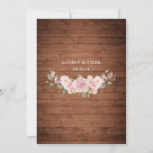 Floral Rustic Wood Blush Rozen String Lights Kaart (Achterkant)