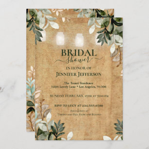 Floral Rustic Wood Bridal Shower Kaart