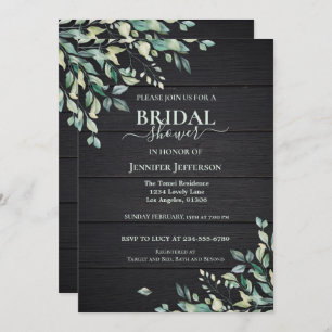 Floral Rustic Wood Bridal Shower Kaart