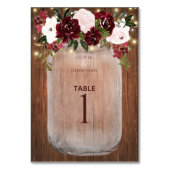 Floral Rustic Wood Burgundy Mason Jar Wedding Kaart (Achterkant)