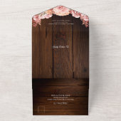 Floral Rustic Wood en String Lights Wedding All In One Uitnodiging (Buitenkant)