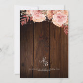 Floral Rustic Wood en String Lights Wedding Kaart (Achterkant)
