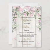 Floral Rustic Wood Gold Pink Weddenschap Kaart (Voorkant)