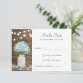 Floral Rustic Wood Hydrangea Mason Jar Lace Kaart (Staand voorkant)
