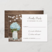 Floral Rustic Wood Hydrangea Mason Jar Lace Kaart (Voorkant / Achterkant)