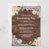 Floral Rustic Wood Lace Housewarming Party Kaart (Voorkant)