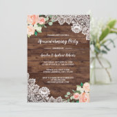 Floral Rustic Wood Lace Housewarming Party Kaart (Staand voorkant)