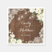 Floral Rustic Wood Lace String Lights Mason Jars Servet (Voorkant)