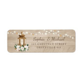 Floral Rustic Wood Lantern Magnolia String Lights Etiket (Voorkant)