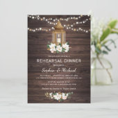 Floral Rustic Wood Lantern Magnolia String Lights Kaart (Staand voorkant)