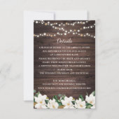 Floral Rustic Wood Magnolia String Lights Details Kaart (Voorkant)