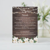 Floral Rustic Wood Magnolia String Lights Details Kaart (Staand voorkant)