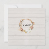 Floral Rustic Wood Pampas Palm Foliage Wedding Kaart (Achterkant)