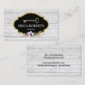 Floral Rustic Wood Realtor  Skelet Visitekaartje (Voorkant / Achterkant)