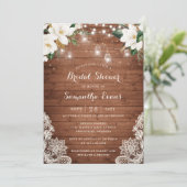 Floral Rustic Wood String Lights Lace Mason Jars Kaart (Staand voorkant)