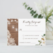 Floral Rustic Wood String Lights Magnolia RSVP Kaart (Staand voorkant)