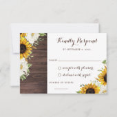 Floral Rustic Wood Sunflower Barn RSVP Kaart (Voorkant)