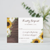 Floral Rustic Wood Sunflower Barn RSVP Kaart (Staand voorkant)