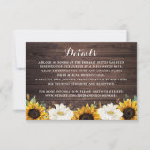 Floral Rustic Wood Sunflower Greenery Barn Details Kaart (Voorkant)