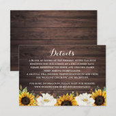 Floral Rustic Wood Sunflower Greenery Barn Details Kaart (Voorkant / Achterkant)