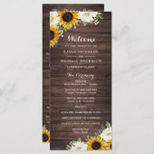 Floral Rustic Wood Sunflower Greenery Barn Wedding Programmakaart (Voorkant / Achterkant)