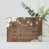 Floral Rustic Wood Wedding Lace Mason Jar Kaart (Staand voorkant)