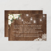 Floral Rustic Wood Wedding Lace Mason Jar Kaart (Voorkant / Achterkant)