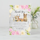 Floral Rustic Woodland Baby shower Bedankkaart (Staand voorkant)