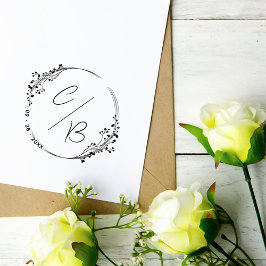 Floral Rustic Wreath Initialen & Date Wedding Zelfinktende Stempel