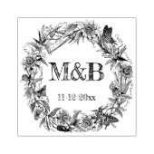 Floral Rustic Wreath Monogram Weddenschap Rubberstempel (Afrduk)