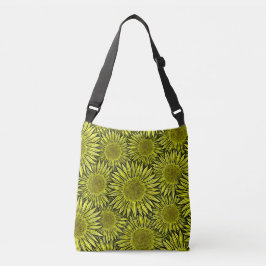 Floral Rustic Yellow Sunflower Hand getekend Crossbody Tas