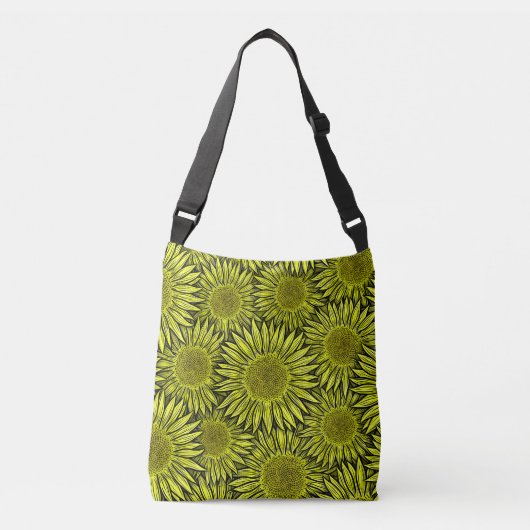 Floral Rustic Yellow Sunflower Hand getekend Crossbody Tas (Voorkant)