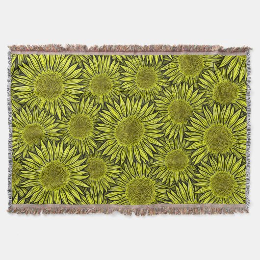 Floral Rustic Yellow Sunflower Hand getekend Deken (Voorkant)