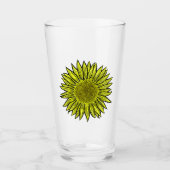 Floral Rustic Yellow Sunflower Hand getekend Glas (Voorkant)