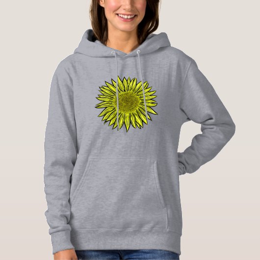Floral Rustic Yellow Sunflower Hand getekend Hoodie (Voorkant)