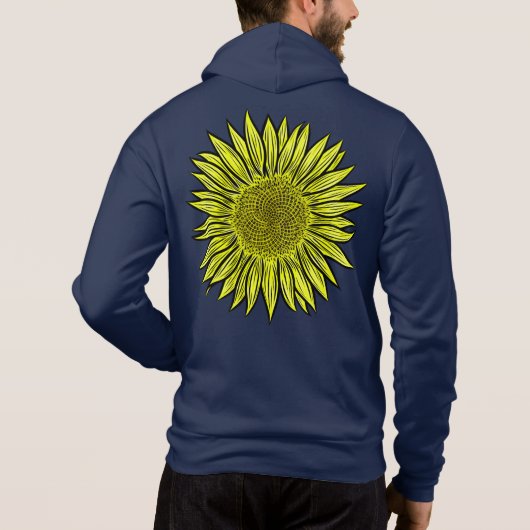 Floral Rustic Yellow Sunflower Hand getekend Hoodie (Achterkant)