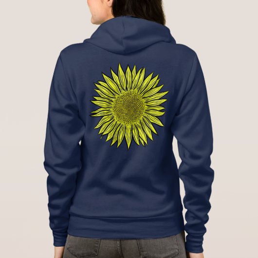 Floral Rustic Yellow Sunflower Hand getekend Hoodie (Achterkant)