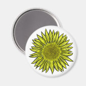 Floral Rustic Yellow Sunflower Hand getekend Magneet (Voorkant / Achterkant)