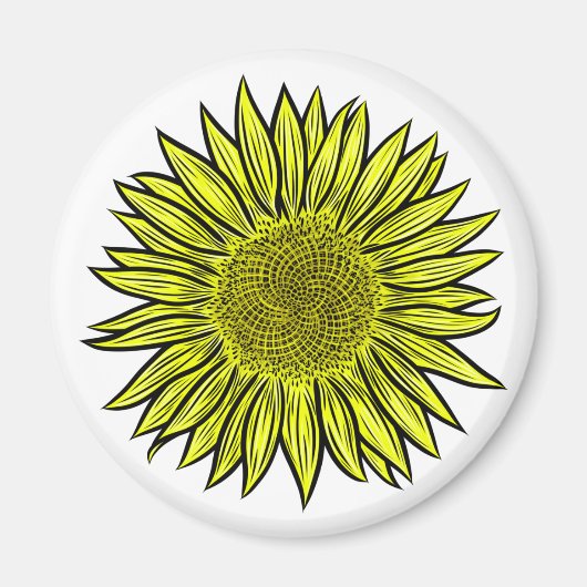 Floral Rustic Yellow Sunflower Hand getekend Magneet (Voorkant)