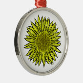 Floral Rustic Yellow Sunflower Hand getekend Metalen Ornament (Rechts)