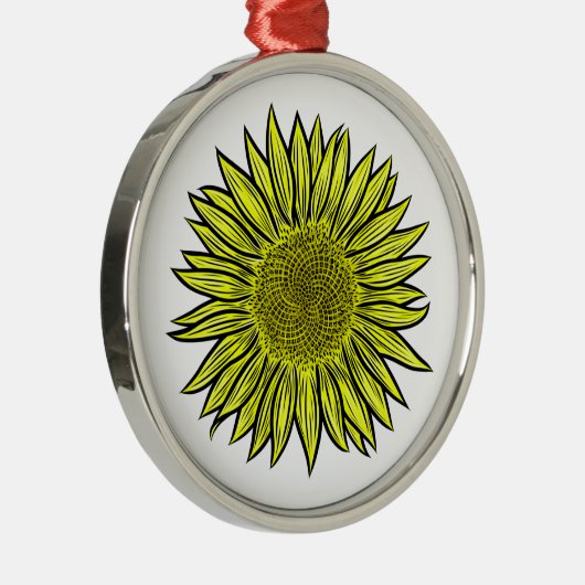 Floral Rustic Yellow Sunflower Hand getekend Metalen Ornament (Rechts)