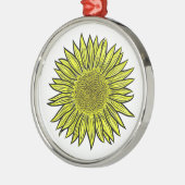 Floral Rustic Yellow Sunflower Hand getekend Metalen Ornament (Links)