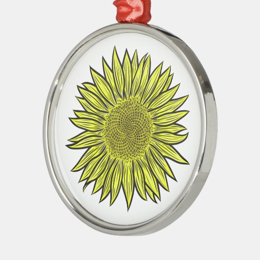 Floral Rustic Yellow Sunflower Hand getekend Metalen Ornament (Links)