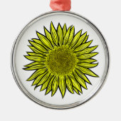 Floral Rustic Yellow Sunflower Hand getekend Metalen Ornament (Voorkant)