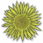 Floral Rustic Yellow Sunflower Hand getekend Sticker (Voorkant)