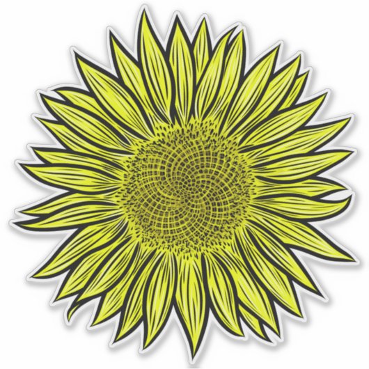 Floral Rustic Yellow Sunflower Hand getekend Sticker (Voorkant)