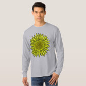 Floral Rustic Yellow Sunflower Hand getekend T-shirt (Voorkant volledig)