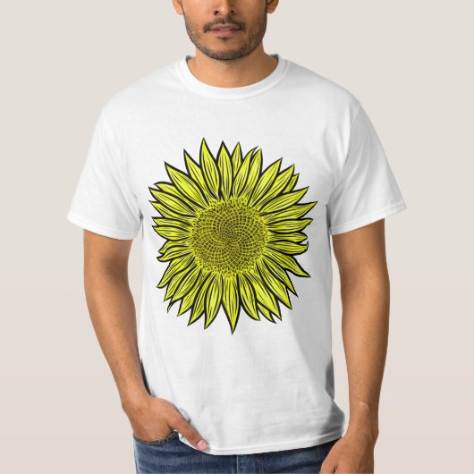 Floral Rustic Yellow Sunflower Hand getekend T-shirt (Voorkant)